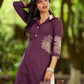 Timeless Purple Cotton Kurta with Statement Floral Hand Block Print