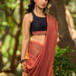 Contemporary Rust Cotton Saree with Traditional Hand Block Print Borders