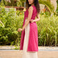 Elegant Striped Kurta in Pink with High Slit - Flared Pants Additional