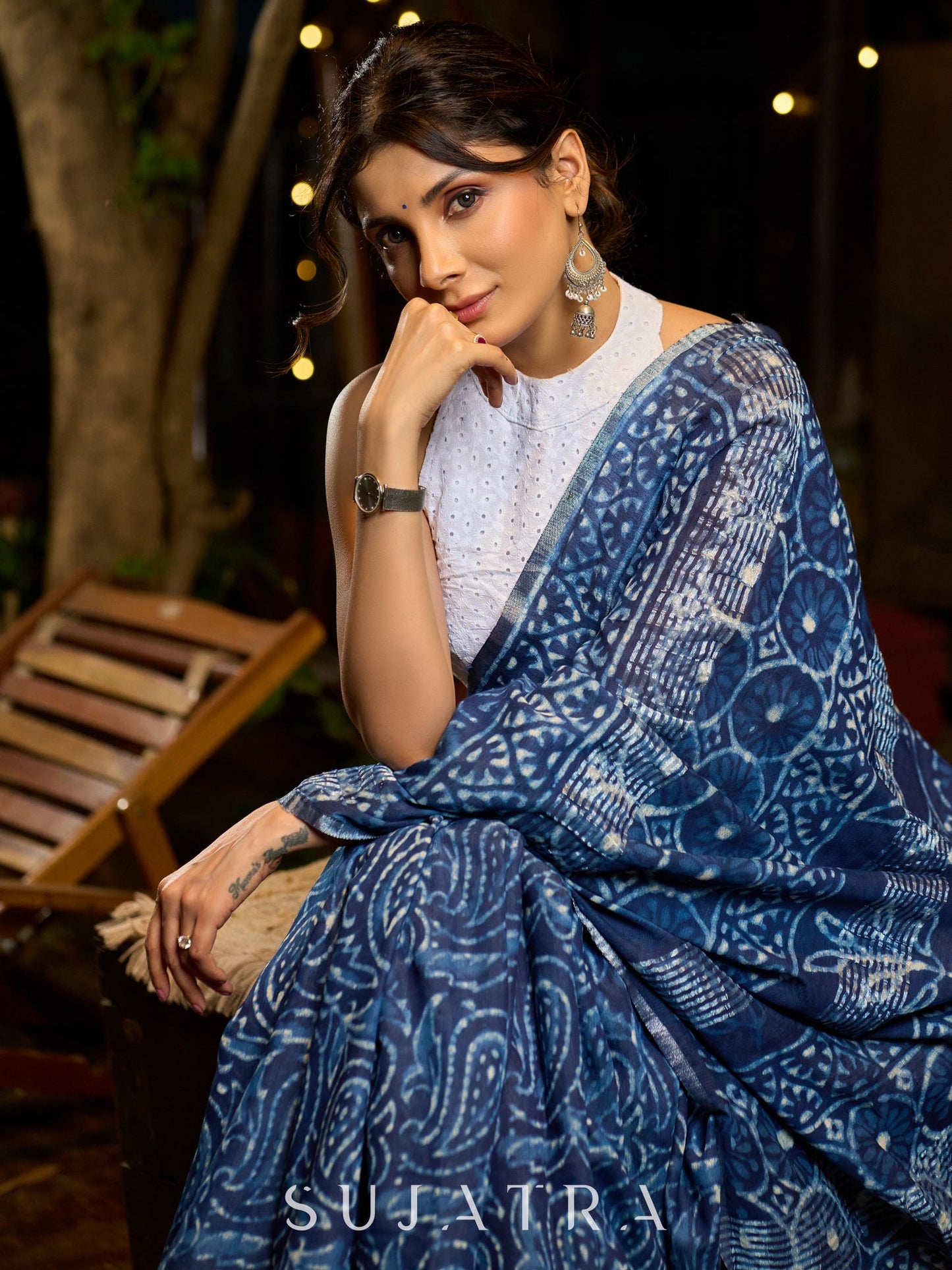 Handcrafted Indigo elegance with artisanal print patterns and modern poise