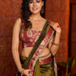 Regal olive tissue saree enhanced by intricate Banarasi brocade border