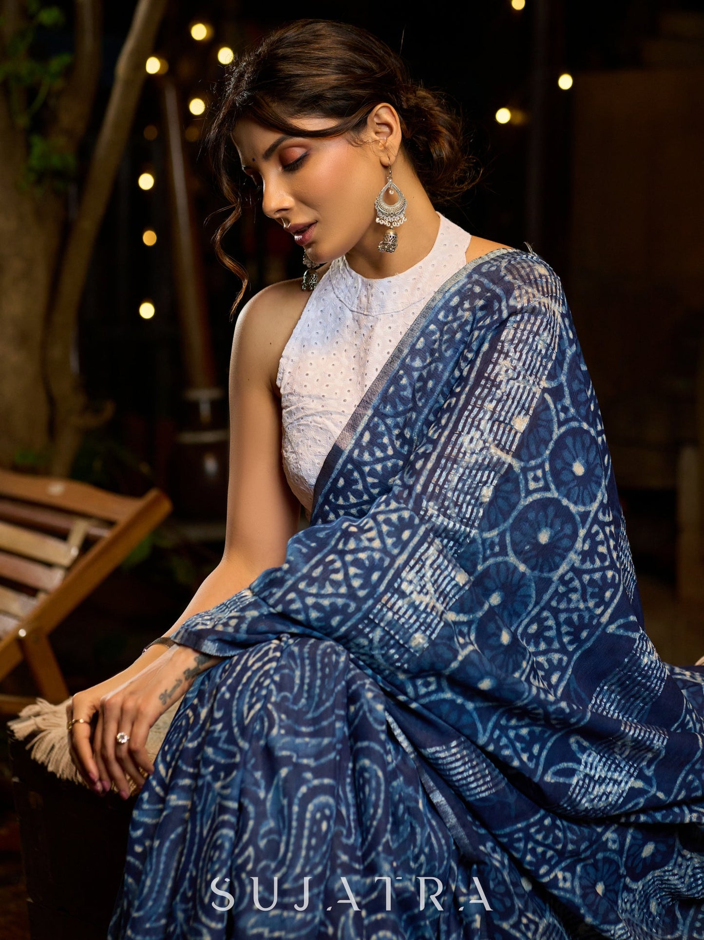 Handcrafted Indigo elegance with artisanal print patterns and modern poise