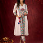 Ivory Handloom Jacket-Style Kurta with Hand Painted Madhubani & Gond Detailing