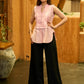 Pretty Pastel Pink Cotton Top with Pearl Embellished Frilled Yoke and Kantha Embroidery
