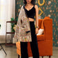 Madhubani Printed Jacket Elegantly Highlighted With Black Silk Collar, Cuffs, And Pockets