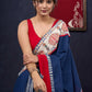Exclusive Hand-painted Madhubani & Indigo combination saree with Hand-painted Motif on Pallu