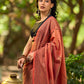 Contemporary Rust Cotton Saree with Traditional Hand Block Print Borders