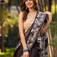 Timeless Dark Brown Pure Silk Hand Batik Saree with Bold Prints and Statement Borders