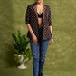 Block Printed Black Ajrakh Jacket Featuring Traditional Booty Print And Contrasting Collar