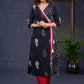 Exclusive-Black-Cotton-Natural-Print-A-Line-Kurta-Highlighted-With-Contrast-Laces--Pant-Optional