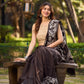 Timeless Dark Brown Pure Silk Hand Batik Saree with Bold Prints and Statement Borders