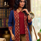 Sophisticated Blue Cotton Jacket Enhanced with Ajrakh Printed Accents and Minimal Embellishments