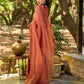 Contemporary Rust Cotton Saree with Traditional Hand Block Print Borders