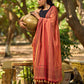 Contemporary Rust Cotton Saree with Traditional Hand Block Print Borders