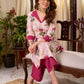 Radiant Off-White Cotton Kurta with Floral Printed Design and Contrasting Rose Accents