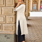 Refined Ivory Straight Kurta with Minimal Geometric Printed Neckline Highlighted with Hand Painting