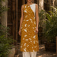 Vivid Mustard Rayon Printed Kurta with White Schiffli Asymmetric Panel