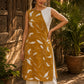Vivid Mustard Rayon Printed Kurta with White Schiffli Asymmetric Panel