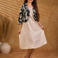 Classic Monochrome Floral Print Cotton Bolero Jacket