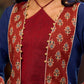 Sophisticated Blue Cotton Jacket Enhanced with Ajrakh Printed Accents and Minimal Embellishments