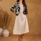 Classic Monochrome Floral Print Cotton Bolero Jacket
