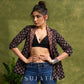 Block Printed Black Ajrakh Jacket Featuring Traditional Booty Print And Contrasting Collar
