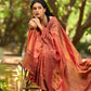 Contemporary Rust Cotton Saree with Traditional Hand Block Print Borders