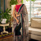 Regal Bottle Green Georgette Saree with Artistic Kalamkari Printed Pallu & Delicate Gold Lace Border
