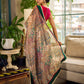 Regal Bottle Green Georgette Saree with Artistic Kalamkari Printed Pallu & Delicate Gold Lace Border