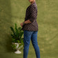 Block Printed Black Ajrakh Jacket Featuring Traditional Booty Print And Contrasting Collar