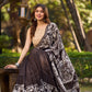 Timeless Dark Brown Pure Silk Hand Batik Saree with Bold Prints and Statement Borders