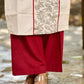 Refined Off-White Cotton Flex Kurta with Statement Floral Panel Hand Block Print and Maroon Accents