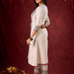 Ivory Handloom Jacket-Style Kurta with Hand Painted Madhubani & Gond Detailing