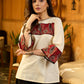 Whimsical White Cotton A-Line Top with Maroon Ajrakh Patch and Contrast Detailing
