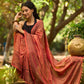 Contemporary Rust Cotton Saree with Traditional Hand Block Print Borders