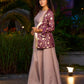 Exquisite Lavender Chanderi Princess-Cut Flared Gown with  Brocade Jacket Additional