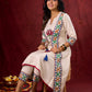 Ivory Handloom Jacket-Style Kurta with Hand Painted Madhubani & Gond Detailing