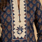 Deep Dusk Charm Cotton Kurta Set with Appliqué Yoke and Dupatta