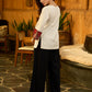 Whimsical White Cotton A-Line Top with Maroon Ajrakh Patch and Contrast Detailing