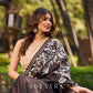 Timeless Dark Brown Pure Silk Hand Batik Saree with Bold Prints and Statement Borders