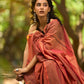 Contemporary Rust Cotton Saree with Traditional Hand Block Print Borders