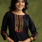 Classic Black Cotton Silk Kutch Mirror Work Kurta - Pant Optional