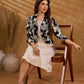 Classic Monochrome Floral Print Cotton Bolero Jacket