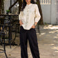 Ivory Cotton Flex Shirt Featuring Soft Gathered Sleeves