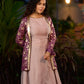 Exquisite Lavender Chanderi Princess-Cut Flared Gown with  Brocade Jacket Additional