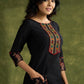 Classic Black Cotton Silk Kutch Mirror Work Kurta - Pant Optional