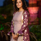 Exquisite Lavender Chanderi Princess-Cut Flared Gown with  Brocade Jacket Additional