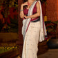 Classic ivory cotton saree adorned with Jamdani-inspired woven motifs