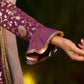 Exquisite Lavender Chanderi Princess-Cut Flared Gown with  Brocade Jacket Additional