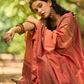 Contemporary Rust Cotton Saree with Traditional Hand Block Print Borders